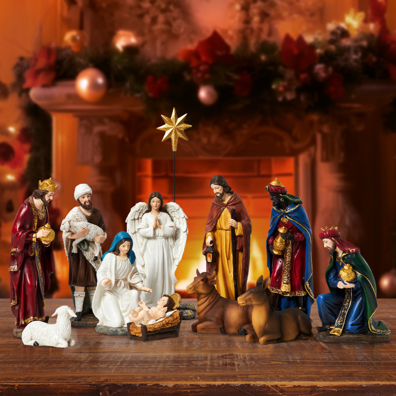 Indoor Nativity 2024 Set Christmas Nativity Scene Holiday Family Gift Religious Decorations 13 Pieces 7 inch